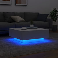 Tavolino da Soggiorno con Luci LED Bianco 80x80x31 cm 836588