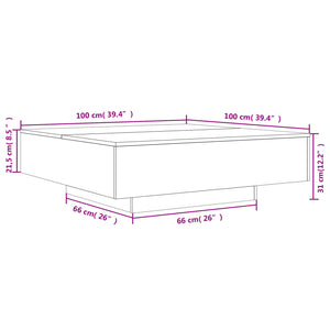 Tavolino da Salotto Bianco 100x100x31 cm in Legno Multistrato 836595