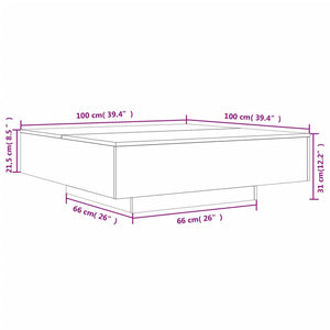 Tavolino Salotto Grigio Cemento 100x100x31 cm Legno Multistrato 836598