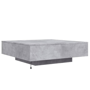 Tavolino da Soggiorno con Luci LED Grigio Cemento 100x100x31 cm 836605