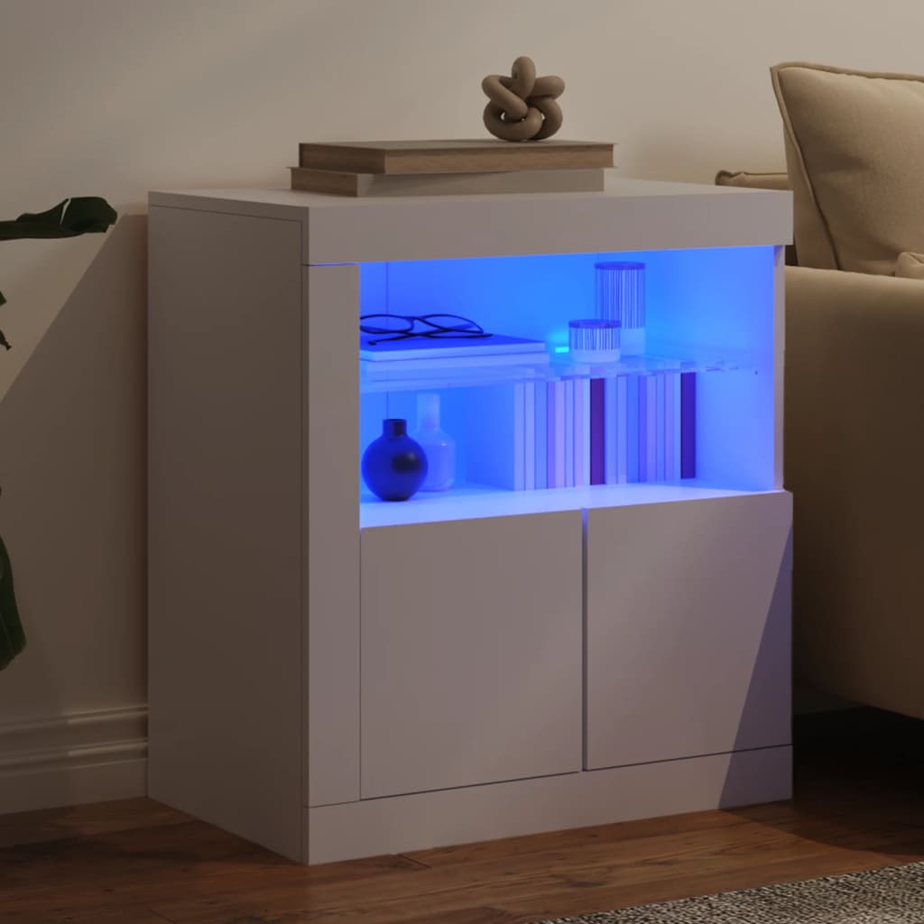 Credenza con Luci LED Bianca 60,5x37x67 cm 836616