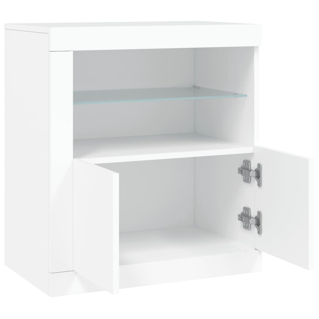 Credenza con Luci LED Bianca 60,5x37x67 cm 836616