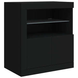 Credenza con Luci LED Nera 60,5x37x67 cm 836617