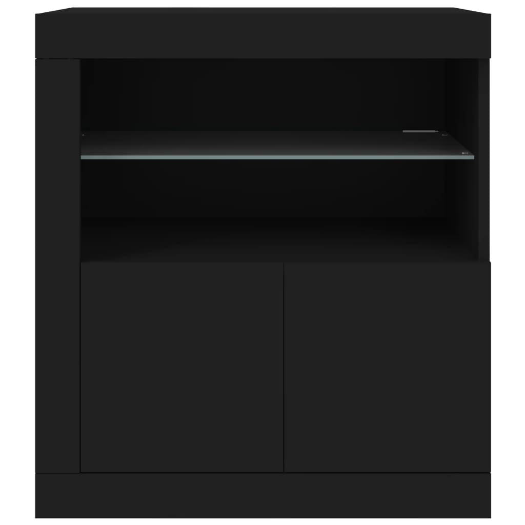 Credenza con Luci LED Nera 60,5x37x67 cm 836617