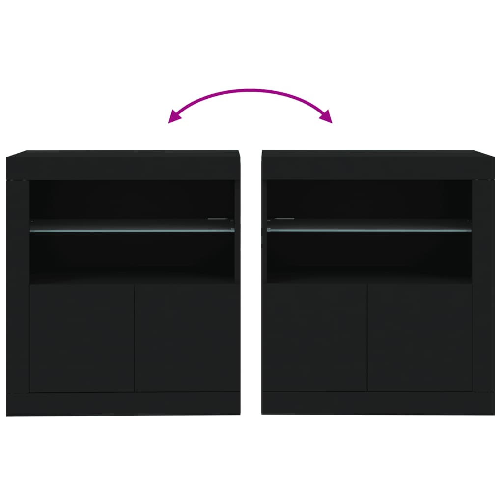 Credenza con Luci LED Nera 60,5x37x67 cm 836617