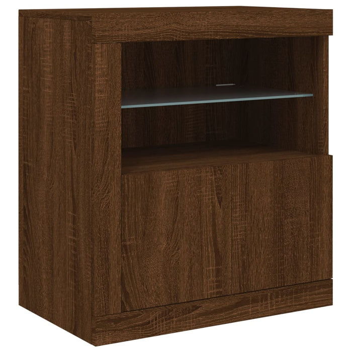 Credenza con Luci LED Rovere Marrone 60,5x37x67 cm 836622