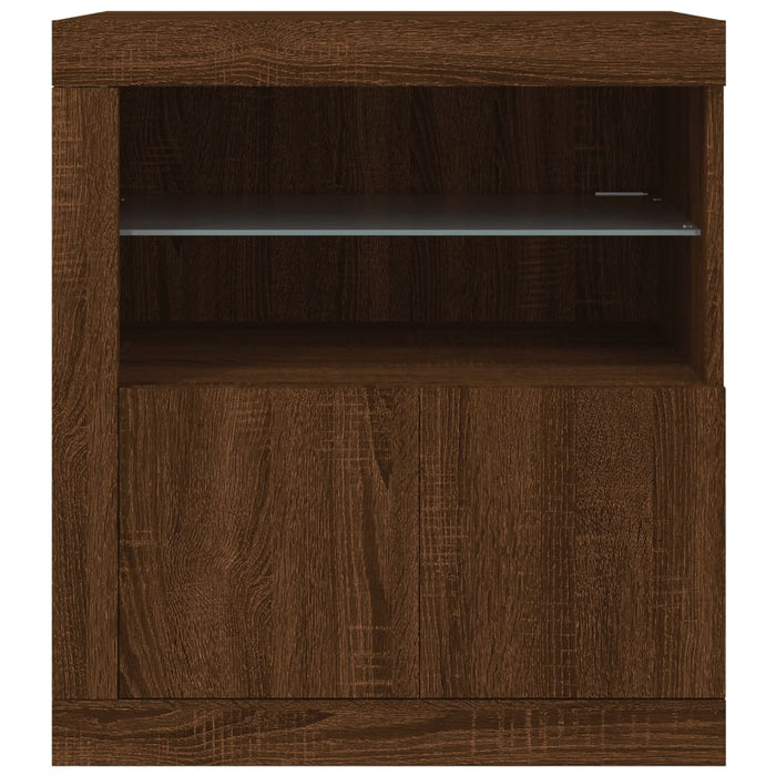 Credenza con Luci LED Rovere Marrone 60,5x37x67 cm 836622