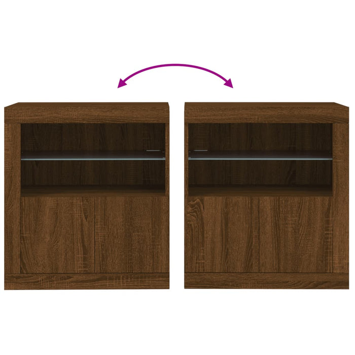 Credenza con Luci LED Rovere Marrone 60,5x37x67 cm 836622