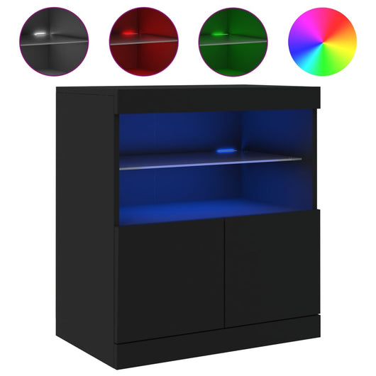 Credenza con Luci LED Nera 60x37x67 cm 836652