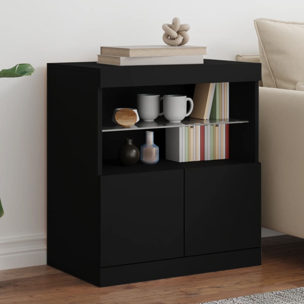 Credenza con Luci LED Nera 60x37x67 cmcod mxl 86291