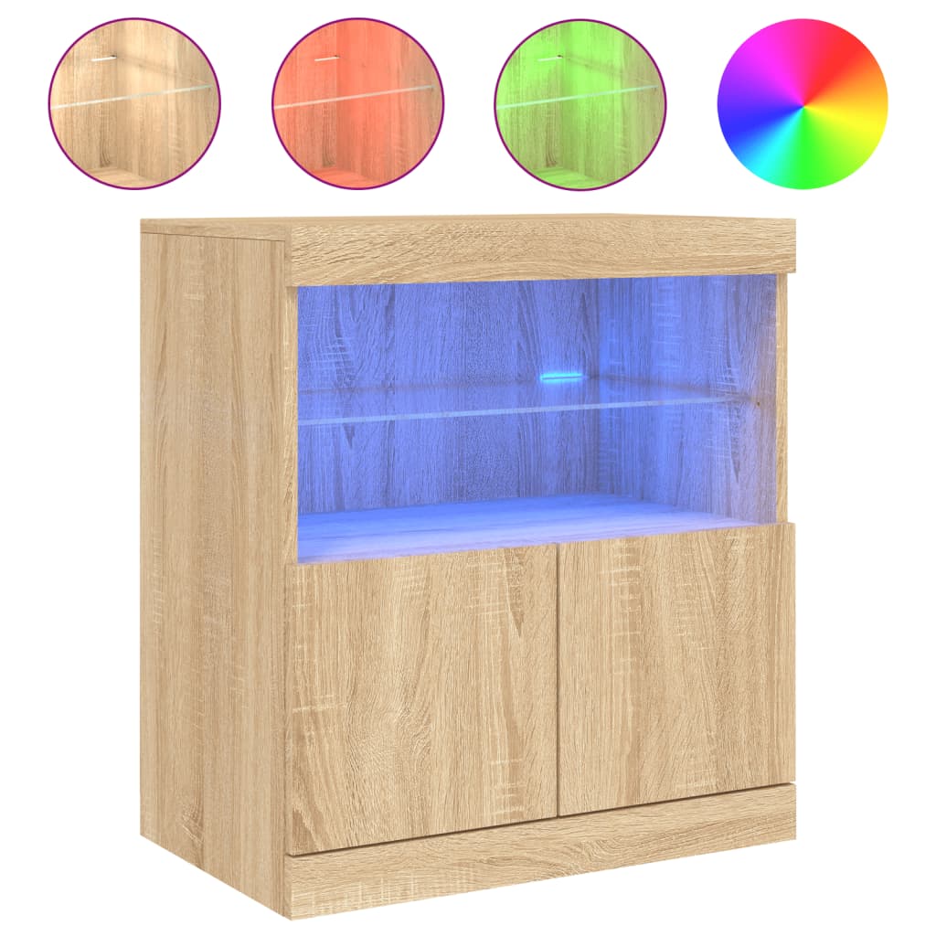 Credenza con Luci LED Rovere Sonoma 60x37x67 cmcod mxl 110265