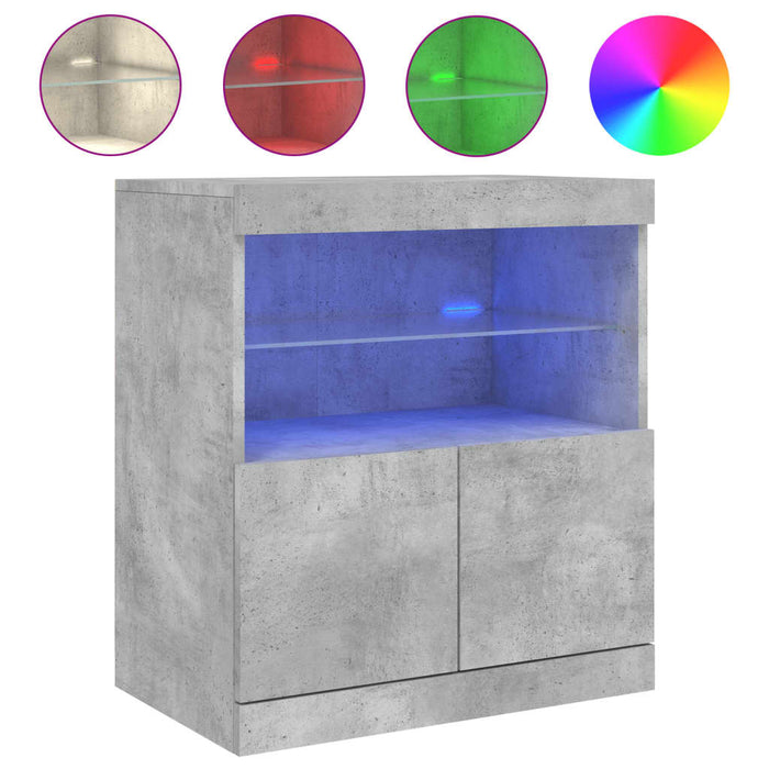 Credenza con Luci LED Grigio Cemento 60x37x67 cm 836654