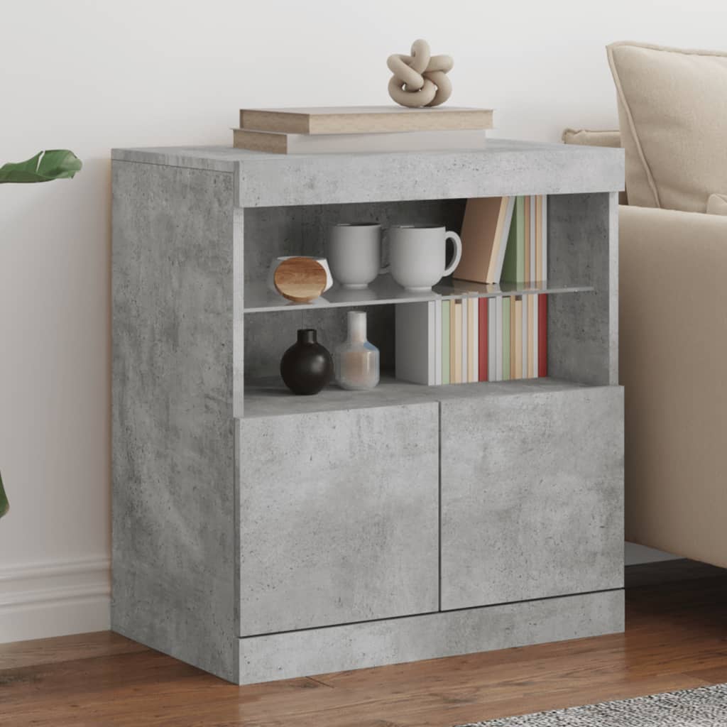 Credenza con Luci LED Grigio Cemento 60x37x67 cm 836654