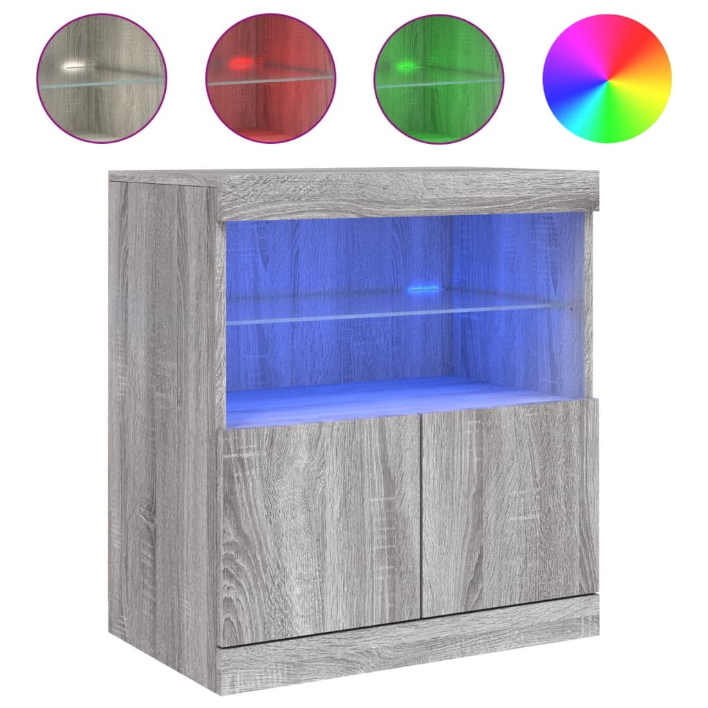 Credenza con Luci LED Grigio Sonoma 60x37x67 cmcod mxl 134281