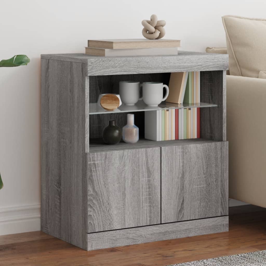 Credenza con Luci LED Grigio Sonoma 60x37x67 cmcod mxl 134281