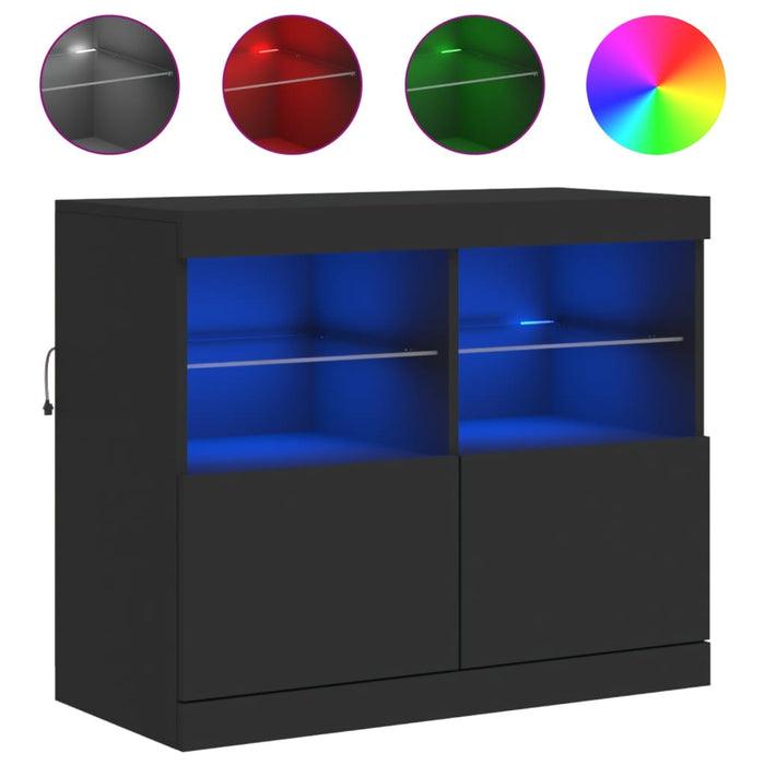 Credenza con Luci LED Nera 81x37x67 cm 836659