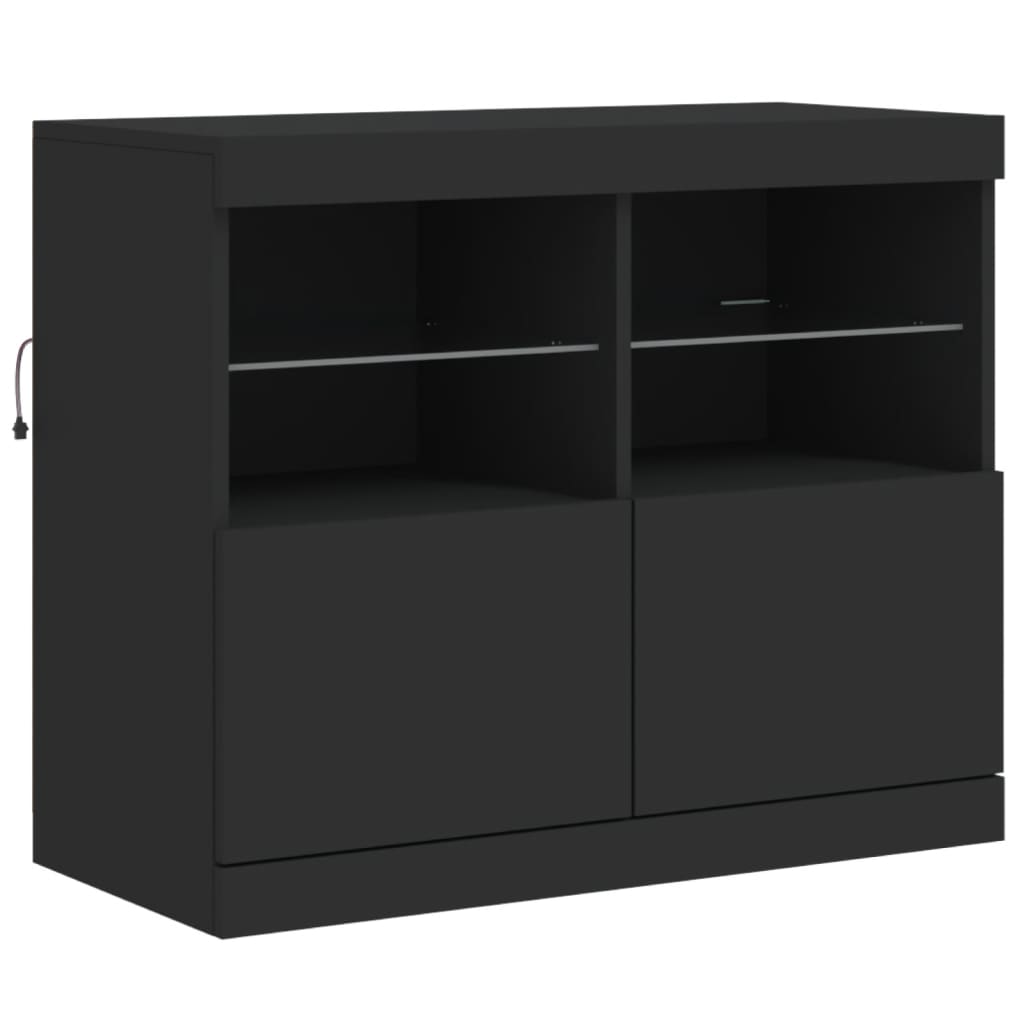 Credenza con Luci LED Nera 81x37x67 cm 836659