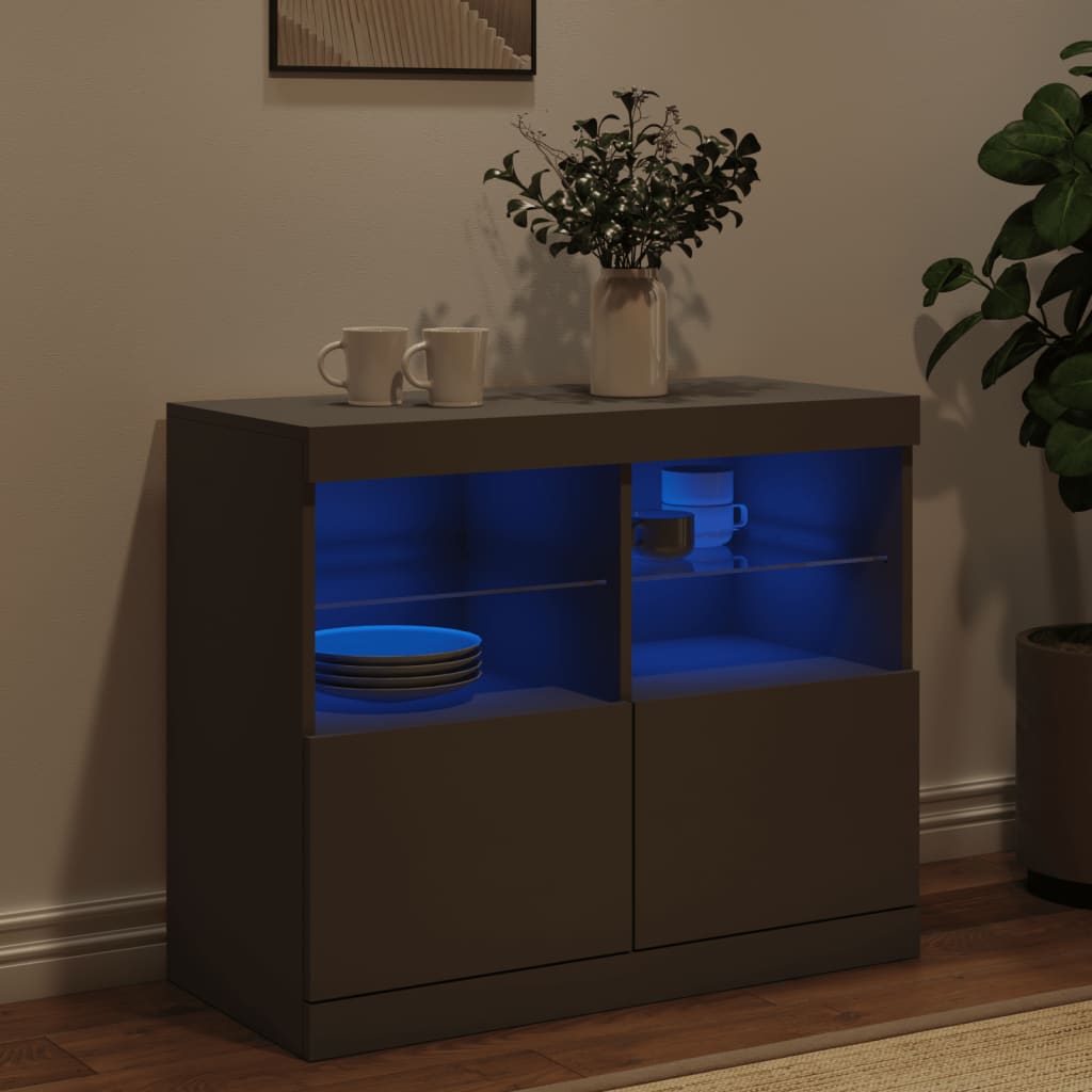 Credenza con Luci LED Nera 81x37x67 cm 836659