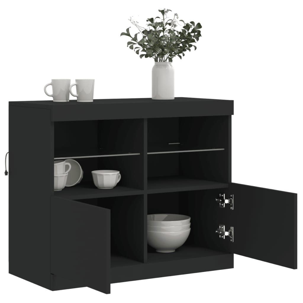 Credenza con Luci LED Nera 81x37x67 cm 836659