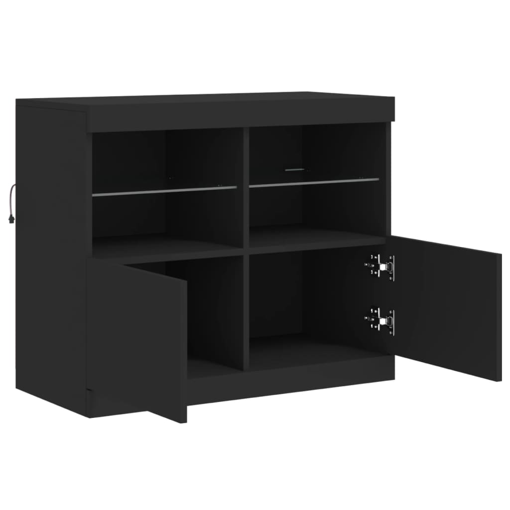 Credenza con Luci LED Nera 81x37x67 cm 836659