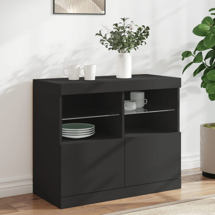 Credenza con Luci LED Nera 81x37x67 cm 836659