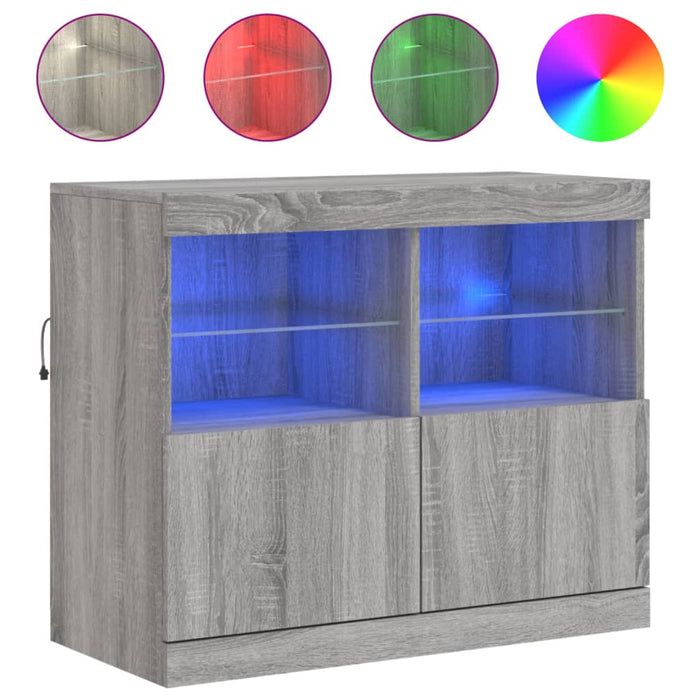 Credenza con Luci LED Grigio Sonoma 81x37x67 cm 836663