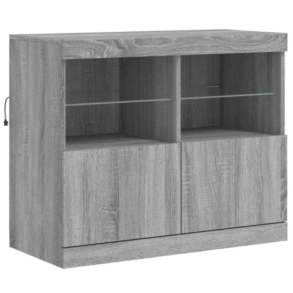 Credenza con Luci LED Grigio Sonoma 81x37x67 cm 836663