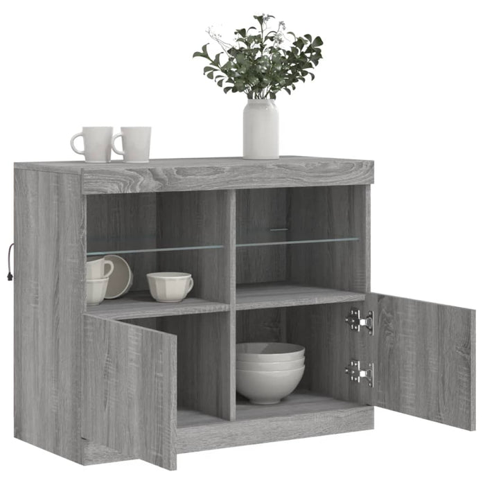 Credenza con Luci LED Grigio Sonoma 81x37x67 cm 836663