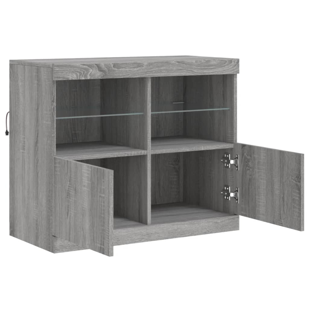 Credenza con Luci LED Grigio Sonoma 81x37x67 cm 836663