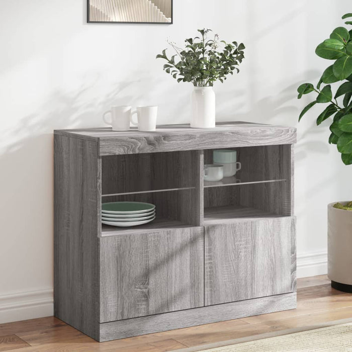 Credenza con Luci LED Grigio Sonoma 81x37x67 cm 836663