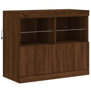 Credenza con Luci LED Rovere Marrone 81x37x67 cm 836664