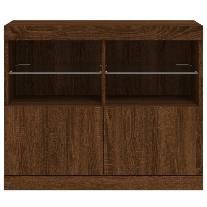 Credenza con Luci LED Rovere Marrone 81x37x67 cm 836664