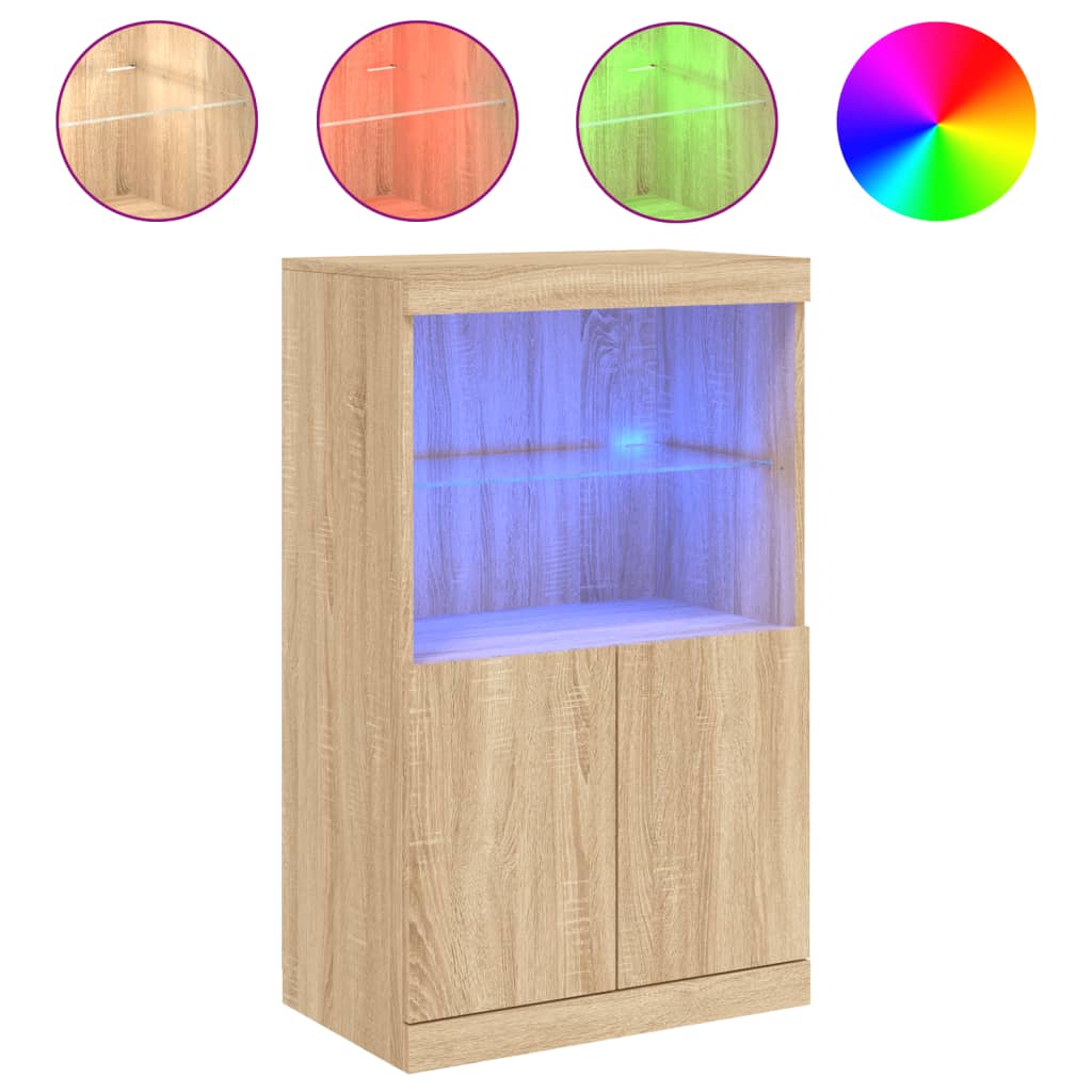 Credenza con Luci LED Rovere Sonoma 60,5x37x100 cmcod mxl 86294