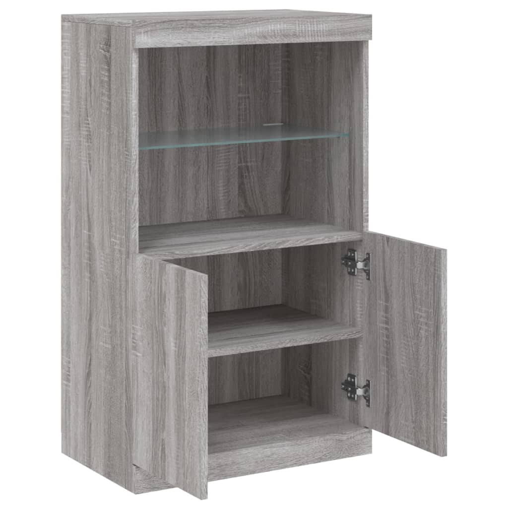 Credenza con Luci LED Grigio Sonoma 60,5x37x100 cm 836670