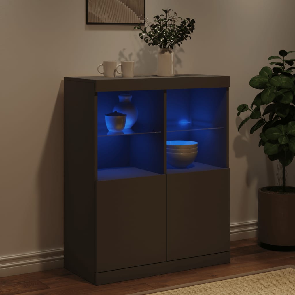 Credenza con Luci LED Nera 81x37x100 cm 836673