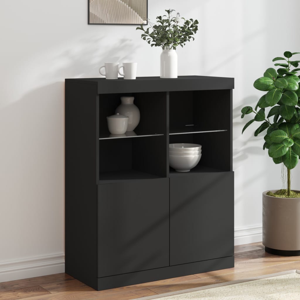 Credenza con Luci LED Nera 81x37x100 cmcod mxl 86298