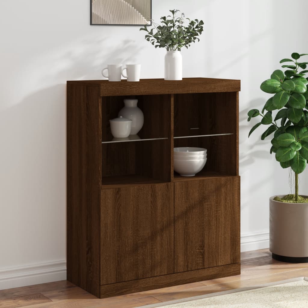 Credenza con Luci LED Rovere Marrone 81x37x100 cmcod mxl 86296