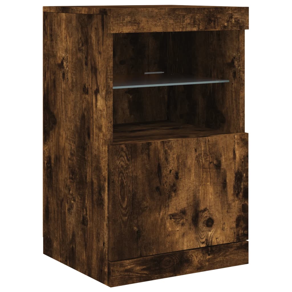 Credenza con Luci LED Rovere Fumo 41x37x67 cm 836683