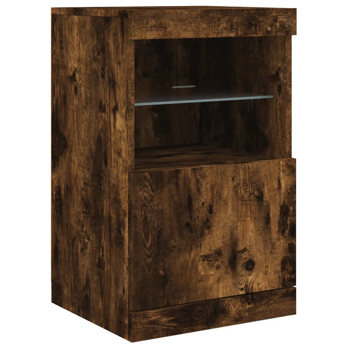 Credenza con Luci LED Rovere Fumo 41x37x67 cm 836683