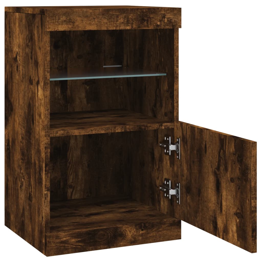 Credenza con Luci LED Rovere Fumo 41x37x67 cm 836683