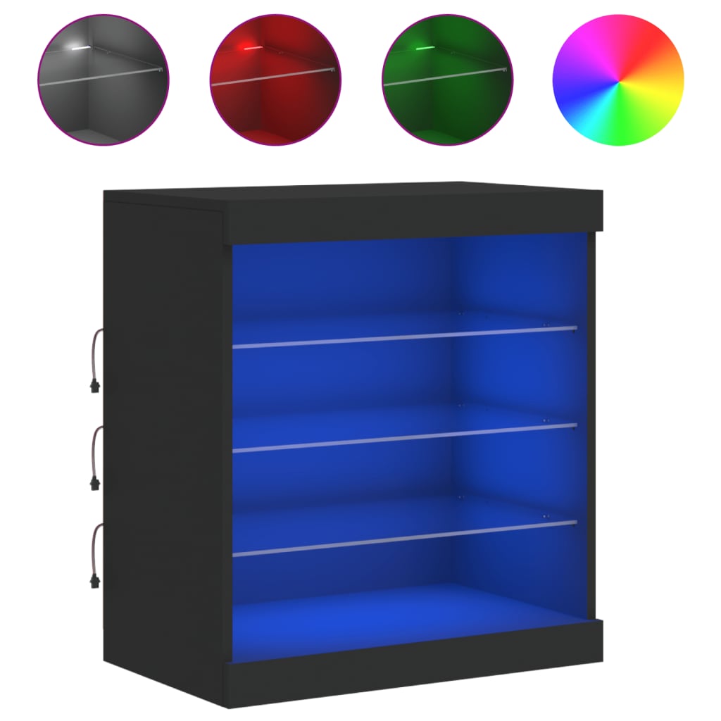 Credenza con Luci LED Nera 60,5x37x67 cm 836694