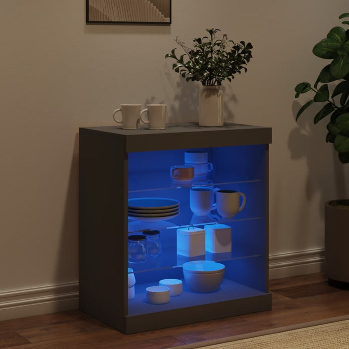 Credenza con Luci LED Nera 60,5x37x67 cm 836694