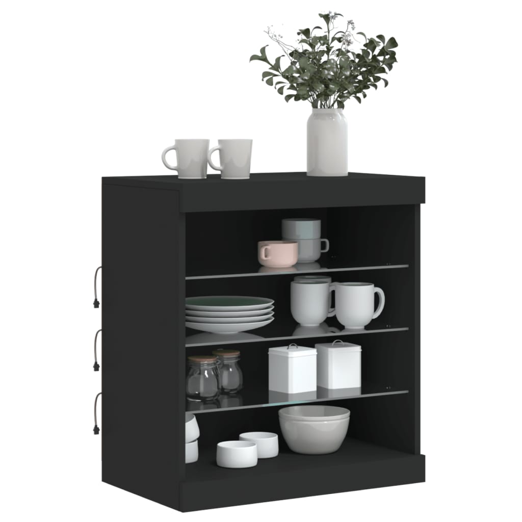 Credenza con Luci LED Nera 60,5x37x67 cm 836694