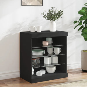 Credenza con Luci LED Nera 60,5x37x67 cm 836694