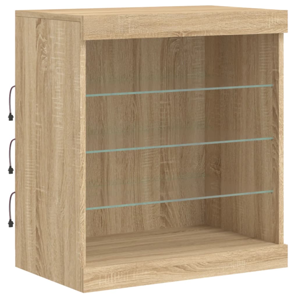 Credenza con Luci LED Rovere Sonoma 60,5x37x67 cm 836695