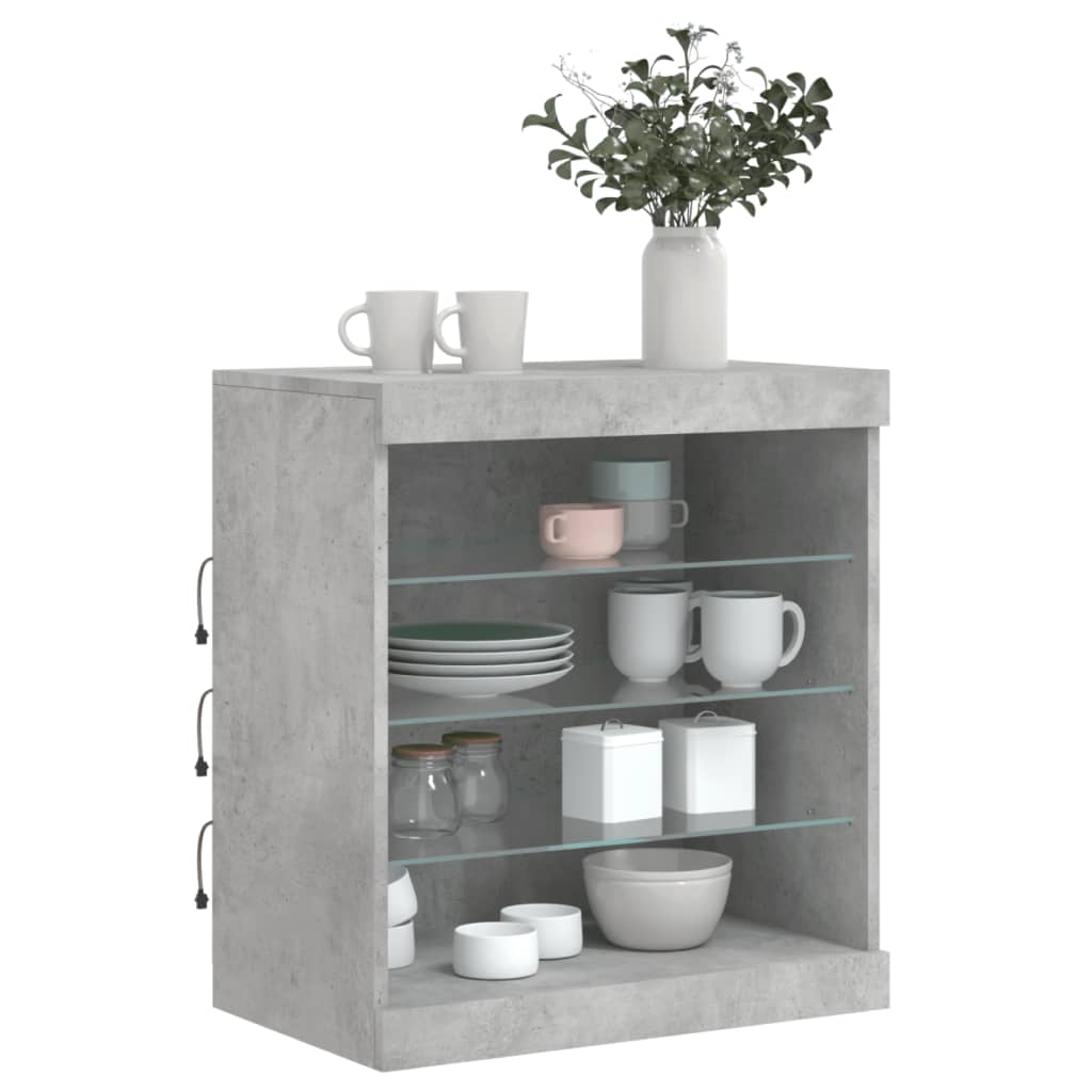 Credenza con Luci LED Grigio Cemento 60,5x37x67 cm 836696