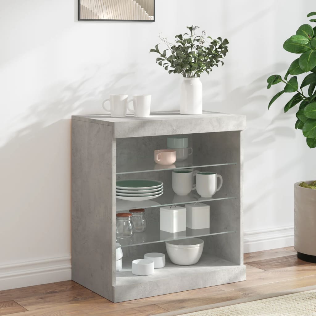 Credenza con Luci LED Grigio Cemento 60,5x37x67 cm 836696