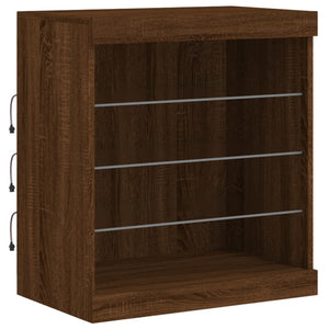 Credenza con Luci LED Rovere Marrone 60,5x37x67 cm 836699