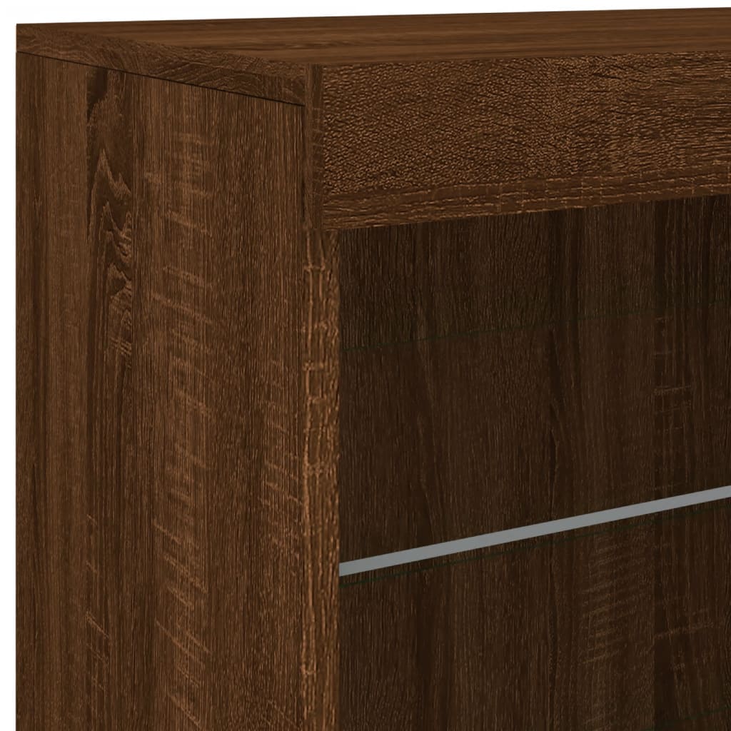 Credenza con Luci LED Rovere Marrone 60,5x37x67 cm 836699