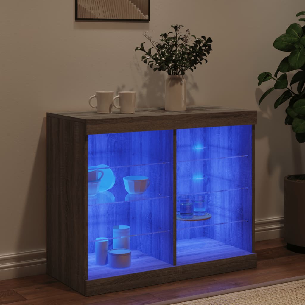 Credenza con Luci LED Grigio Sonoma 81x37x67 cm 836705